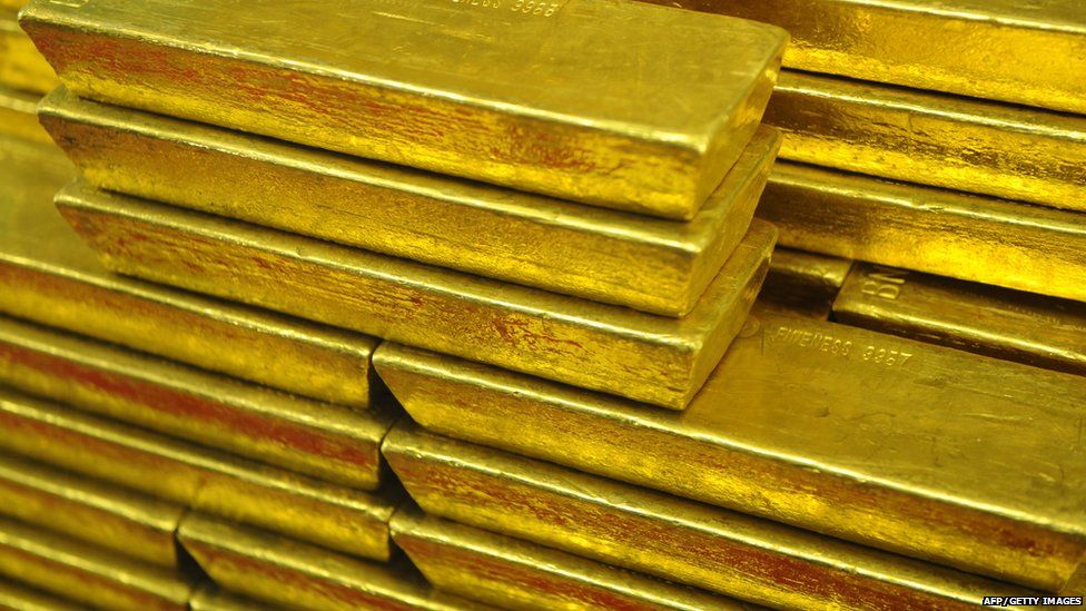 Gold bars are seen at the Czech Central Bank on September 05, 2011 in Prague.