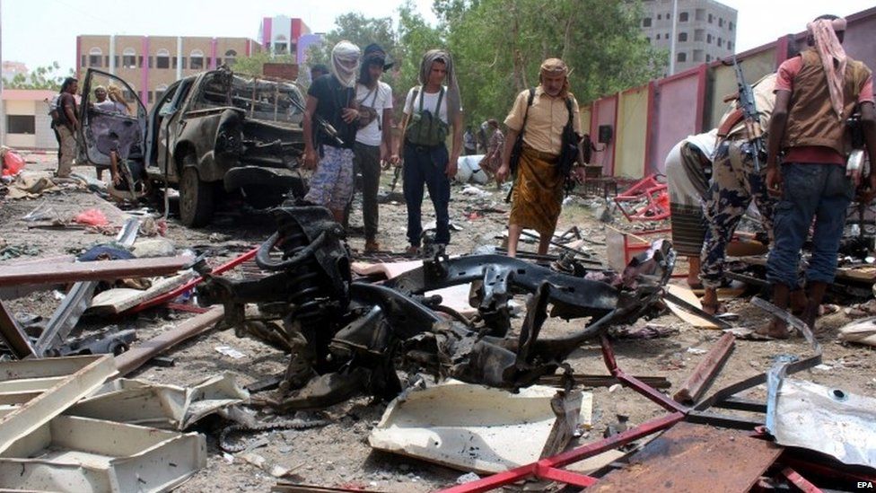 Aftermath of Aden suicide bomb attack