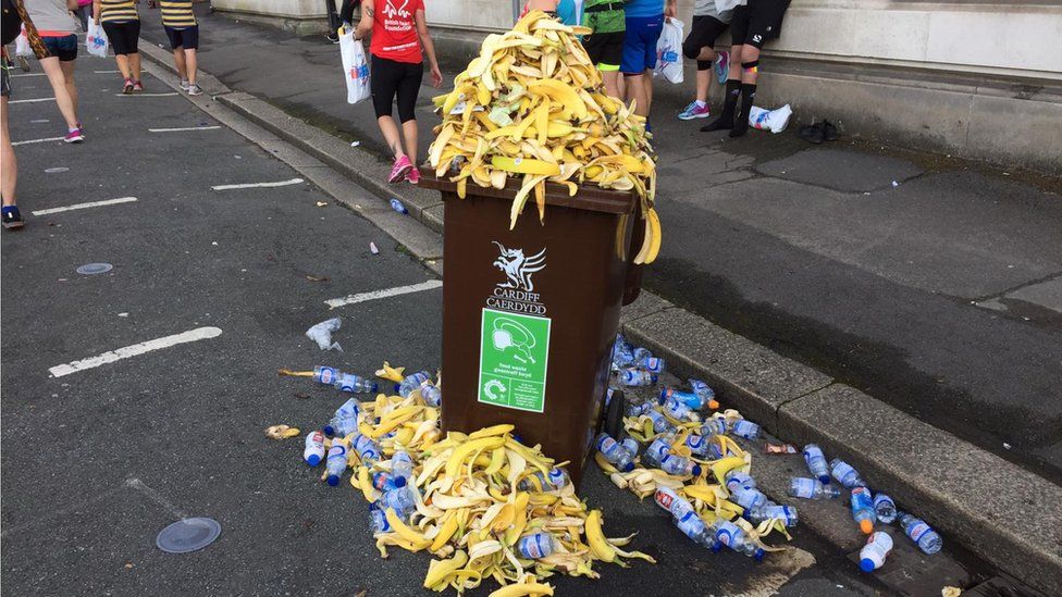 Bin stuffed full of bananas