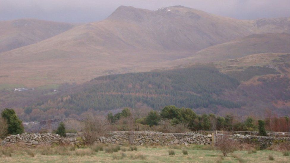 The site of the crash at Llafar Valley, between Carnedd Llywelyn and Carnedd Dafydd