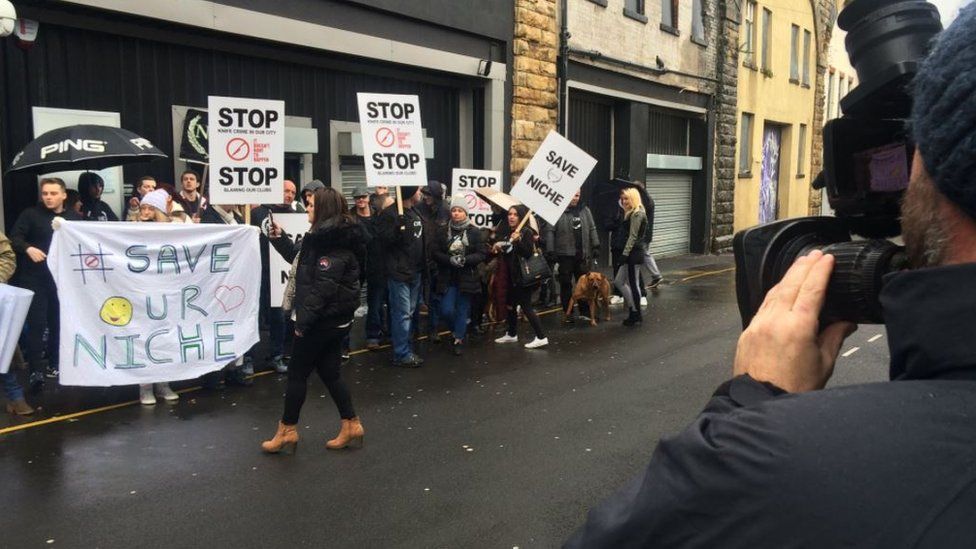 Protest outside Niche
