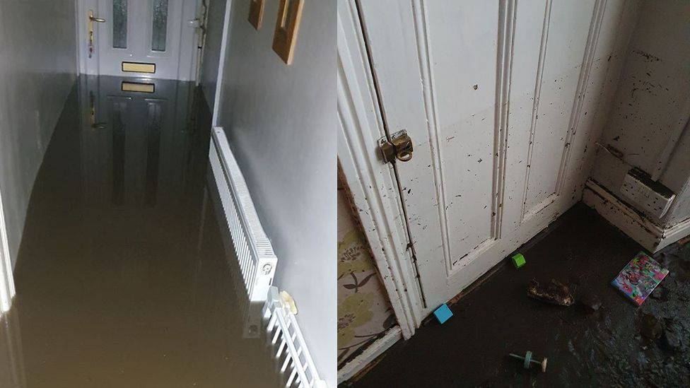 Becky Morgan's flooded hallway