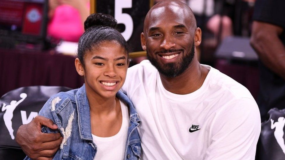 Kobe Bryant is pictured with his daughter Gianna at the WNBA All Star Game at Mandalay Bay Events Center