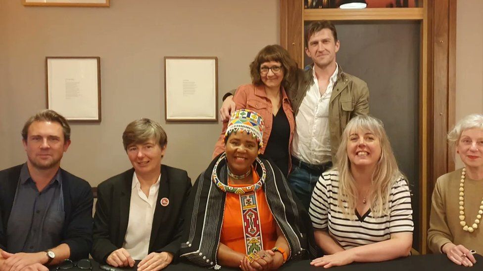 Nandi Jola and a number of other poets who participated in a commemoration event marking the 10th anniversary of Seamus Heaney's death in Bellaghy County Londonderry
