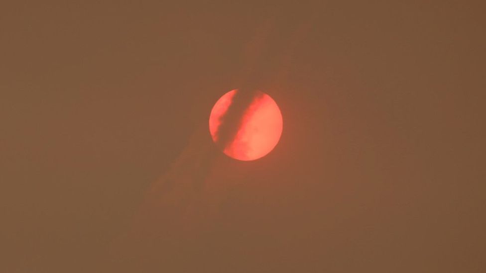 Parts of the Wales saw a red sunrise on Monday morning because Ophelia has dragged a lot of Saharan dust with it