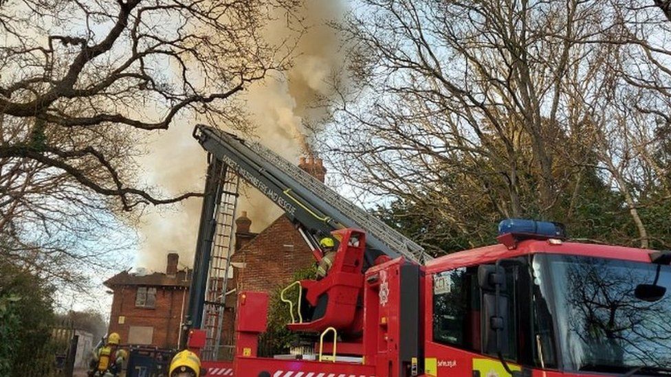 Fire at a former college building in Poole