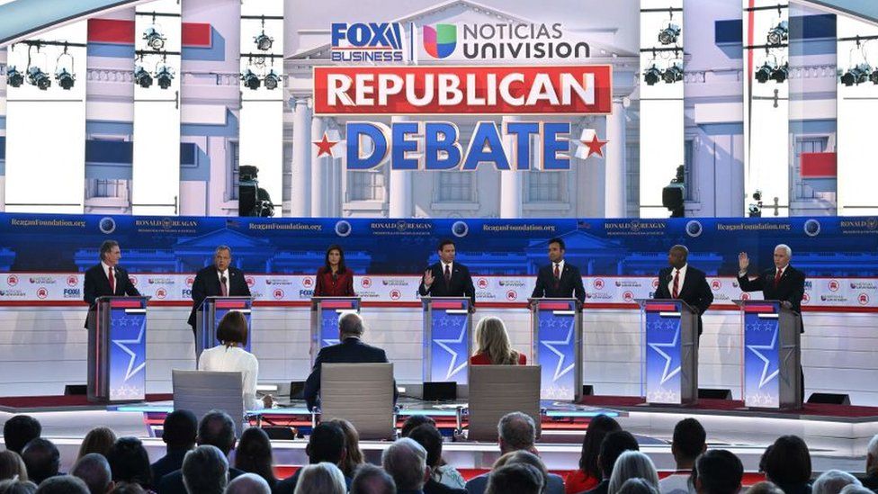 The stage at the Republican debate