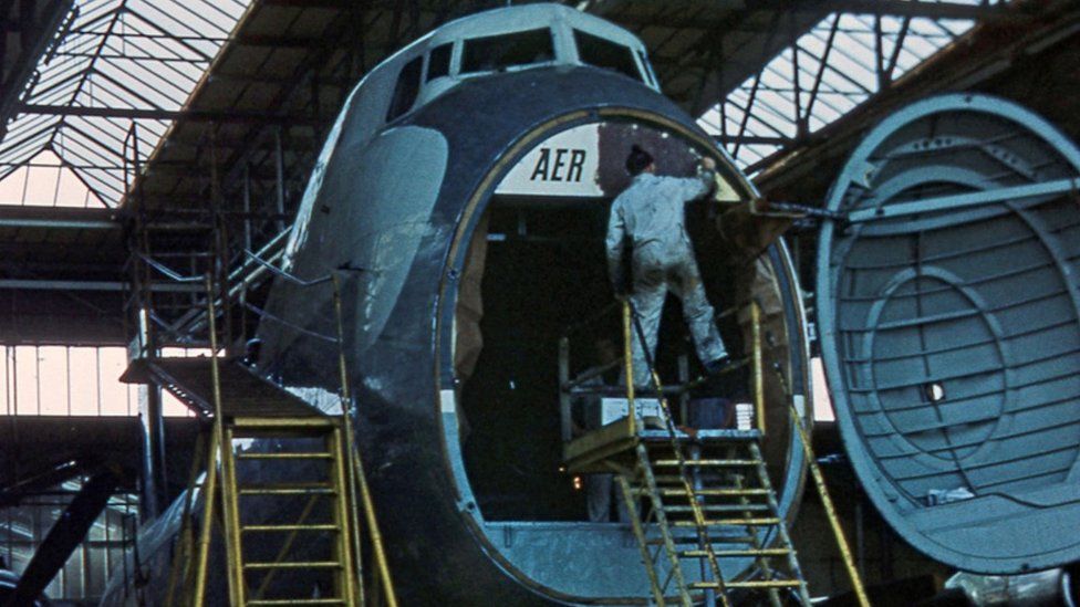 An Aer Lingus Carvair plane being modified