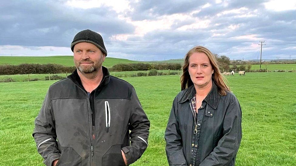Farmer Gareth Hughes and Anglesey MP Virginia Crosbie
