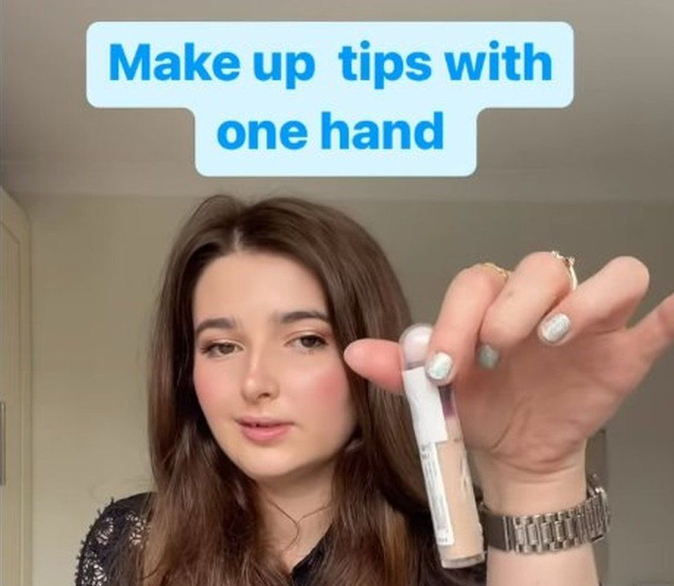 Chiara holds a make-up tube