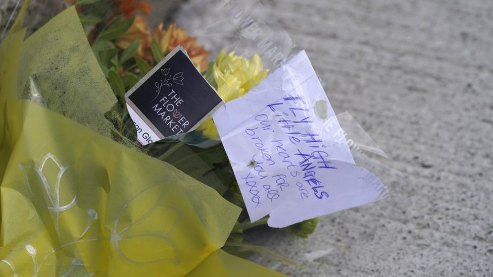 Flowers laid at the scene in Tallaght