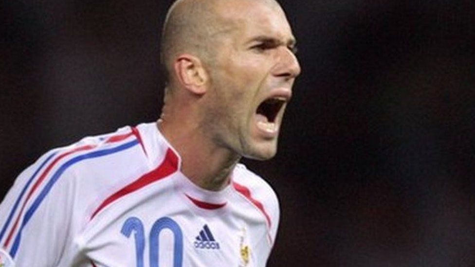 Photomontage from 9 July 2006 showing French midfielder Zinedine Zidane (L) shouting at Italian defender Marco Materazzi during the World Cup final