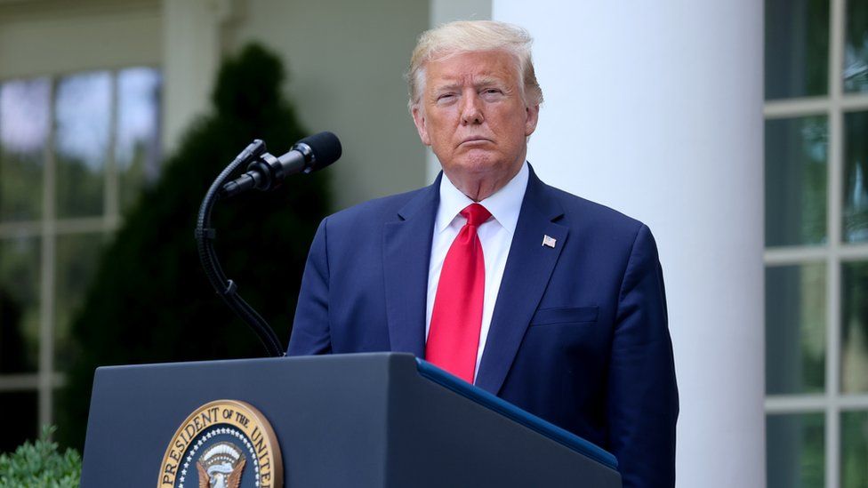 US President Donald Trump at podium