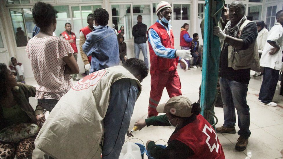 Wounded are treated at a hospital in Antananarivo
