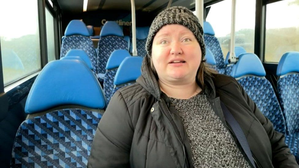 Kylie Matthews on a bus