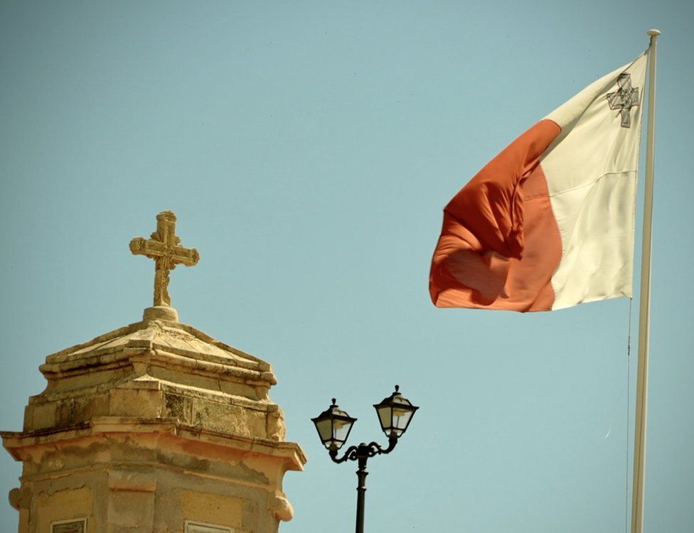 Church with a flag of Malta