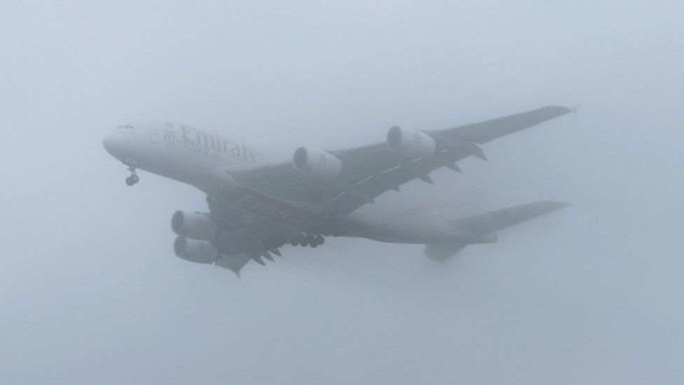 A plane in the fog, 23 January 2017