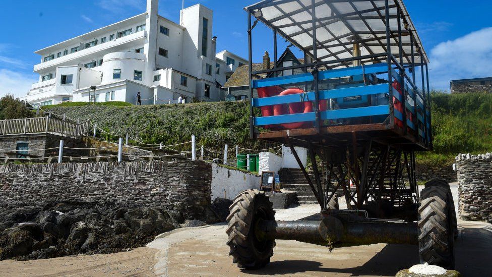 Hotel and sea tractor