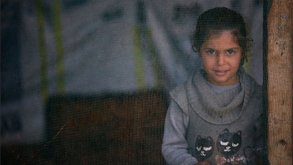 A Syrian girl at a refugee camp