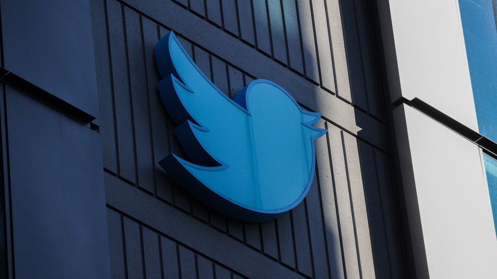 Twitter logo on side of building