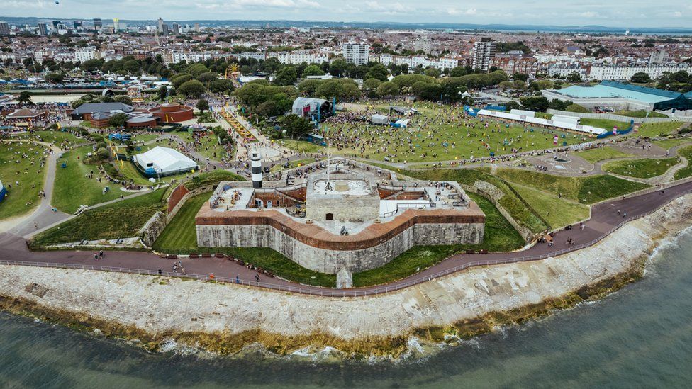 Aerial view of Victorious Festival in August 2021