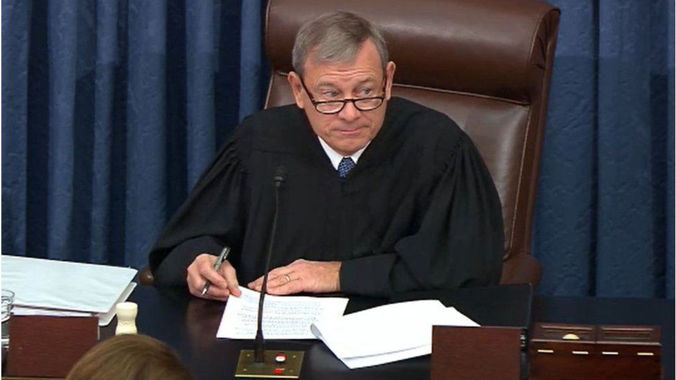 Supreme Court Chief Justice John Roberts presides over impeachment proceedings