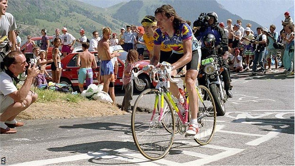 Robert Millar in action in the Alps in stage 11 of the 1990 Tour de France