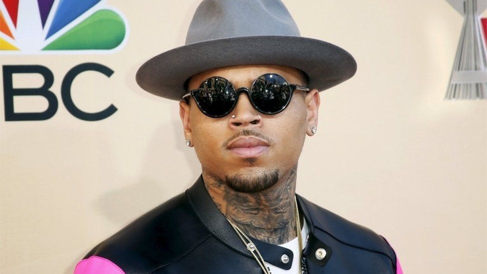 File picture of R^B singer Chris Brown posing at the 2015 iHeartRadio Music Awards in Los Angeles, California, March 29, 2015.