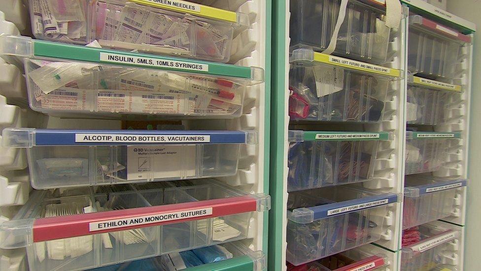 Hospital drawers with needles
