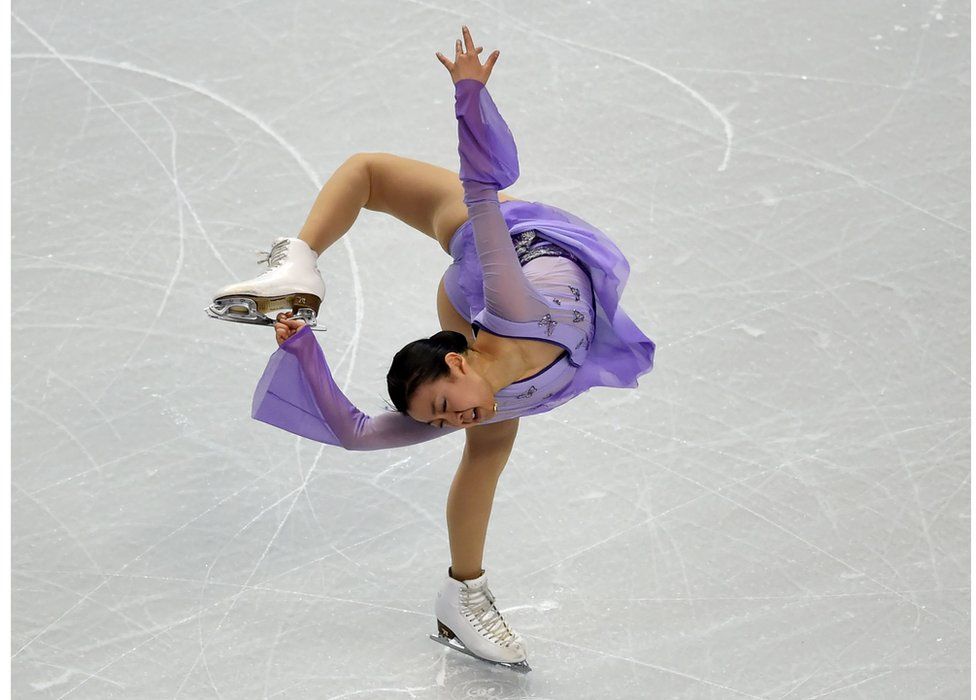 Photograph taken on 2 April 2016 showing Mao Asada performing during the ladies free skate competition at the ISU World Figure Skating Championships in Boston, USA.