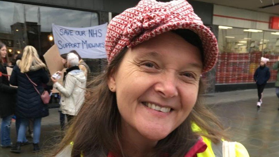 Sharon Newman, midwife, at Gloucester March