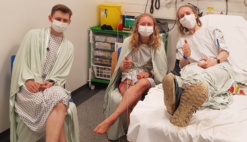 The three siblings in hospital