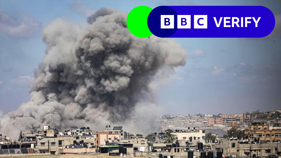 Smoke rises from different points after airstrike by Israeli warplanes on the Jabalia region