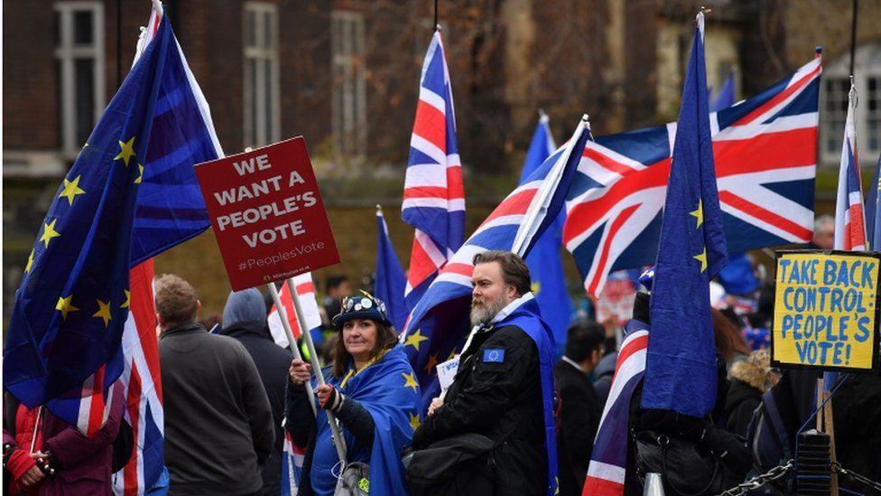 Anti-Brexit protests outside Parliament
