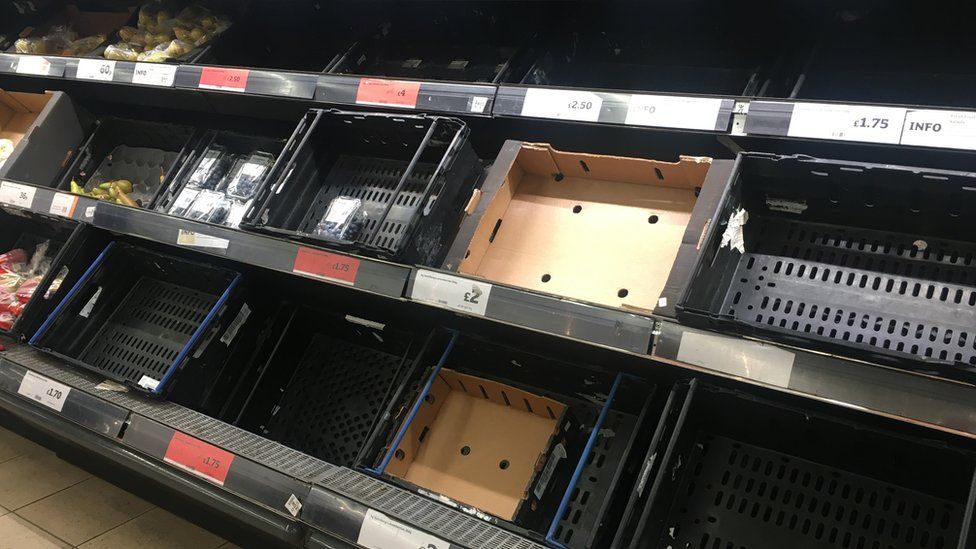 Empty supermarket shells