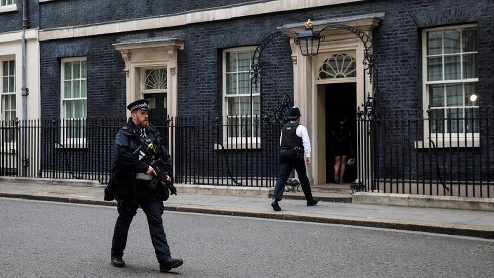 Armed officer outside Downing Street