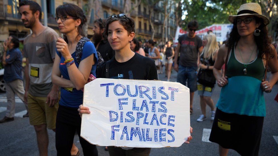Protest against mass tourism in Barcelona, 10 June 2017
