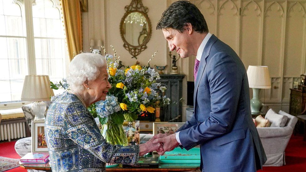 Queen Elizabeth received Canadian Prime Minister Justin Trudeau at Windsor Castle in March, 2022