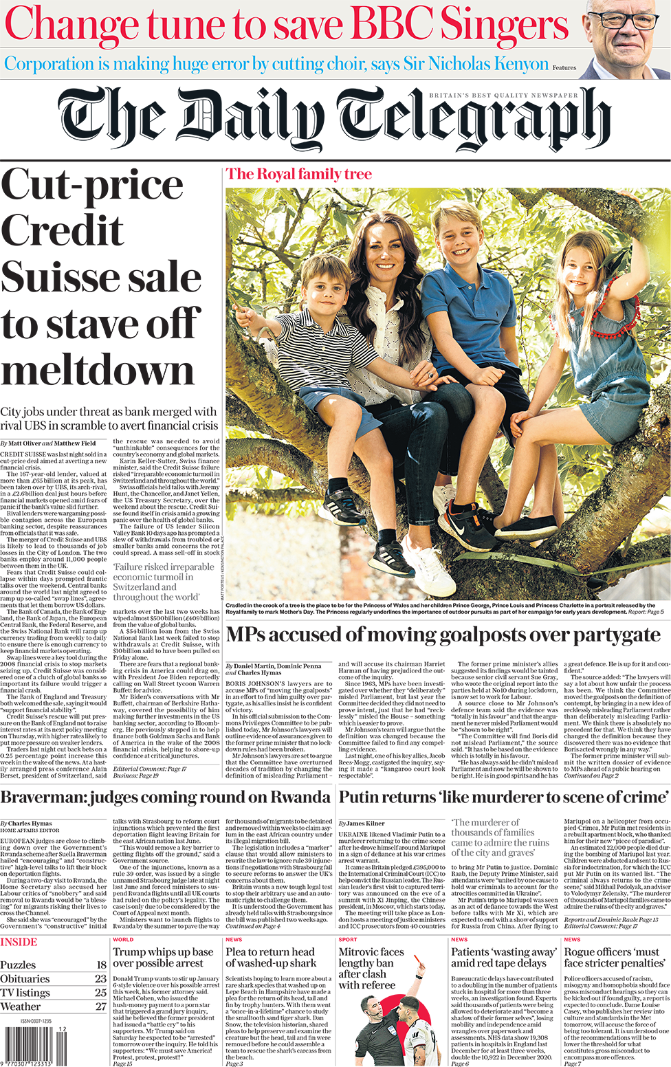 Telegraph front page