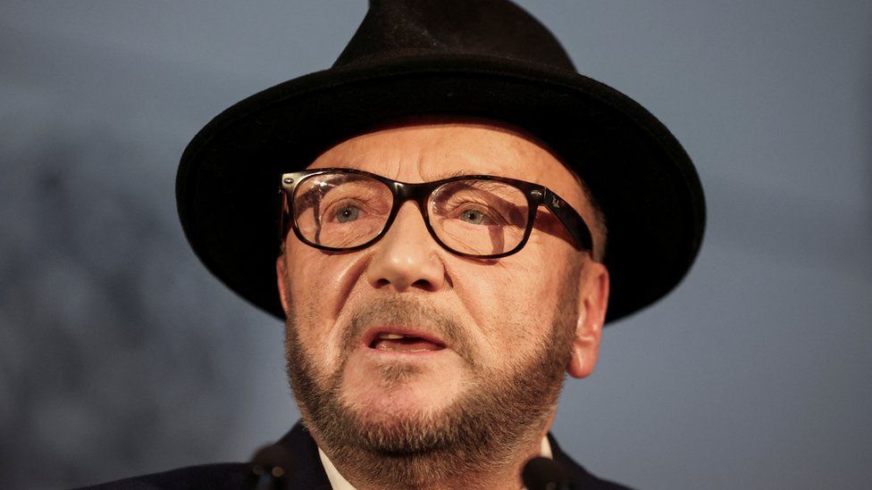 An image of George Galloway wearing his trademark bowler hard speaking into a microphone