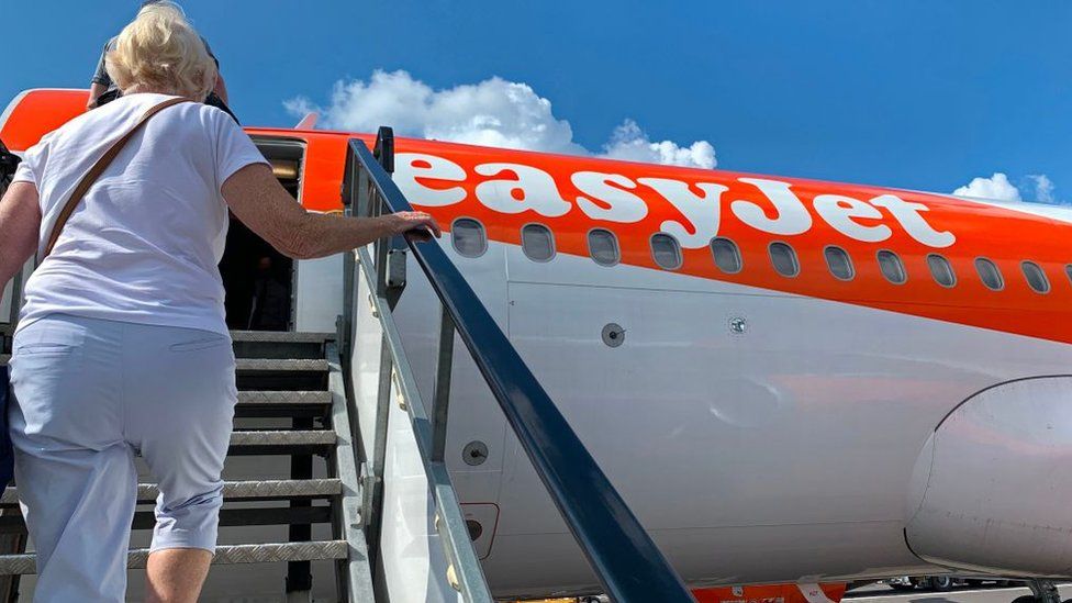 Passenger boarding Easyjet jet