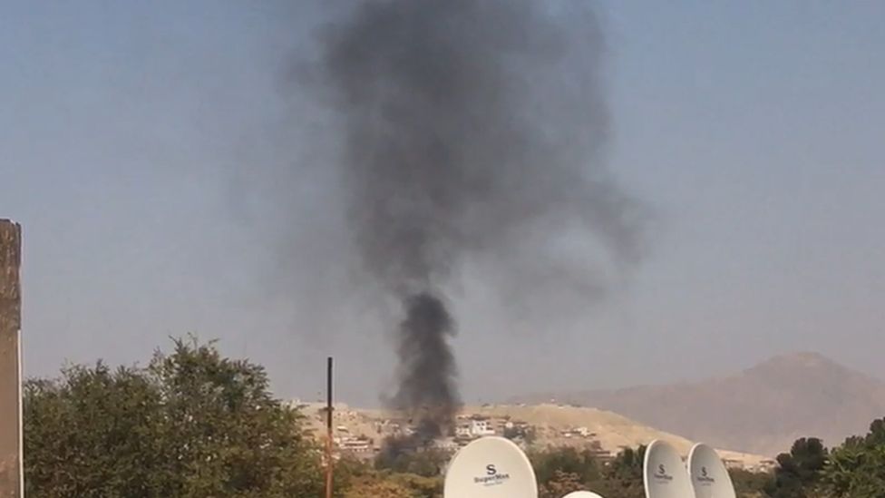 Smoke rises near the military hospital