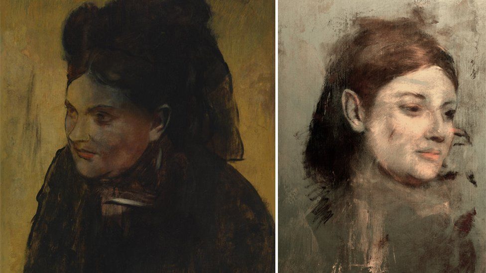 Portrait of a Woman by Edgar Degas (L) and hidden image (R)