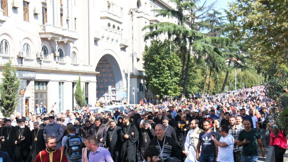 Anti-cannabis protest in Tbilisi, Georgia, September 2018