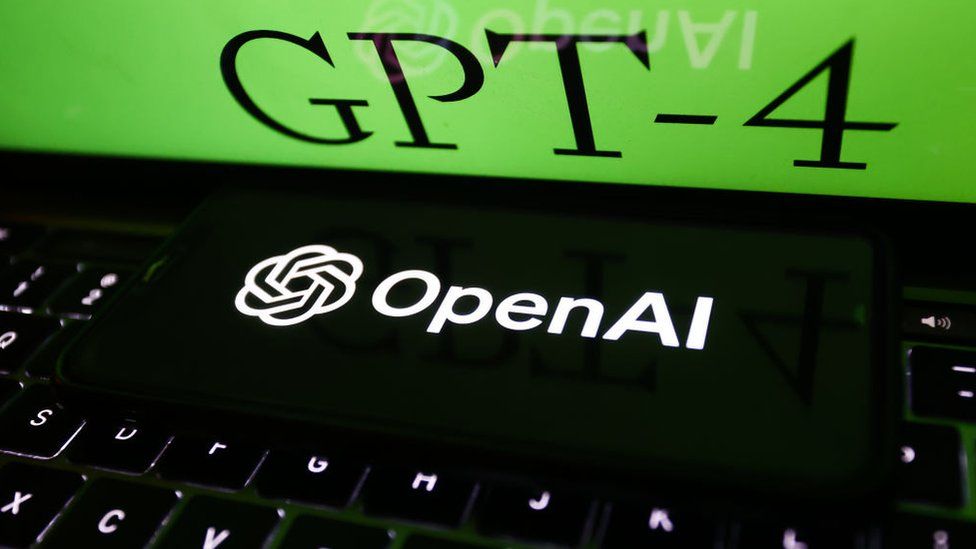 A computer screen showing the GPT-4 logo