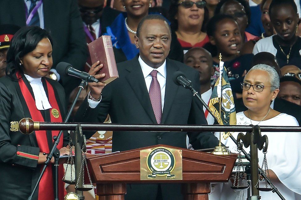 Uhuru Kenyatta in the Nairobi stadium, 28 November