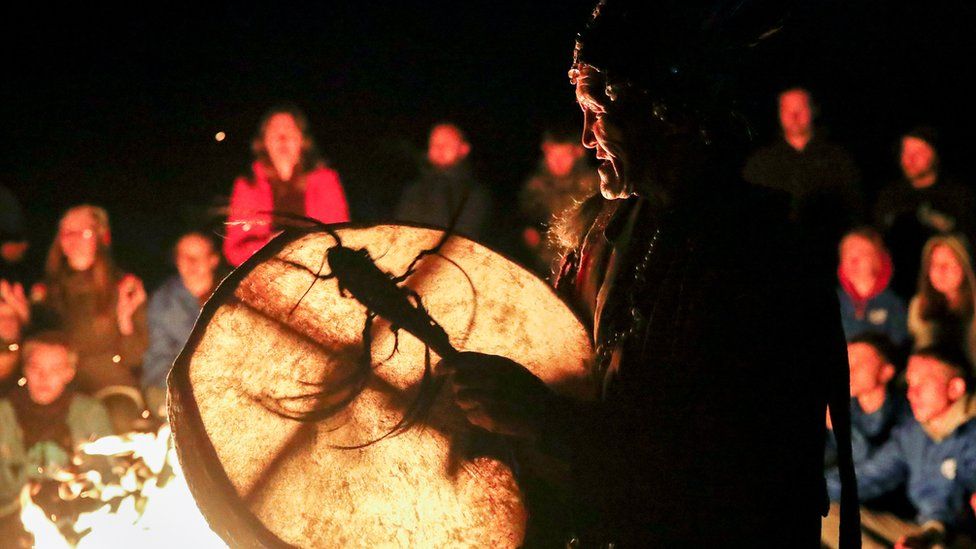 Siberian shaman with drum