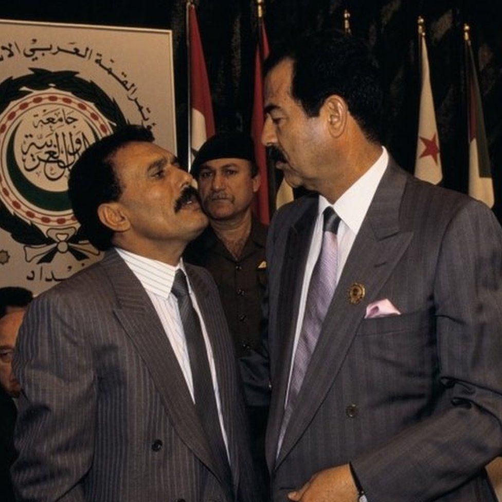 Ali Abdullah Saleh and President of Iraq Saddam Hussein