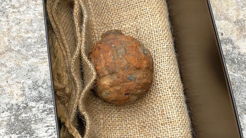 A World War One-era German hand grenade, 2 February 2019