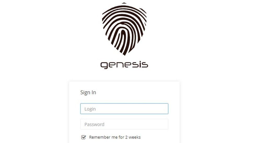 Genesis login page